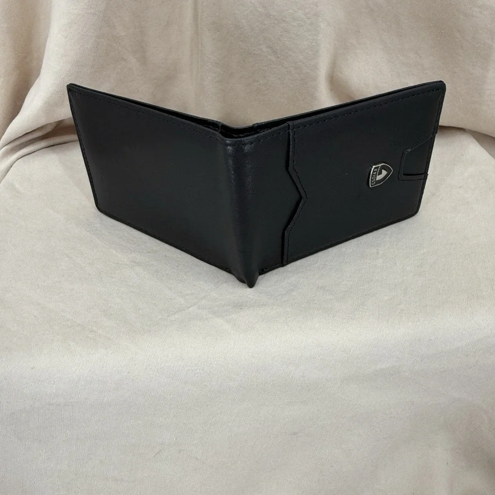 Gsoiax‎ Slim Bifold Wallet Black Leather RFID Blocking Travel Minimalist